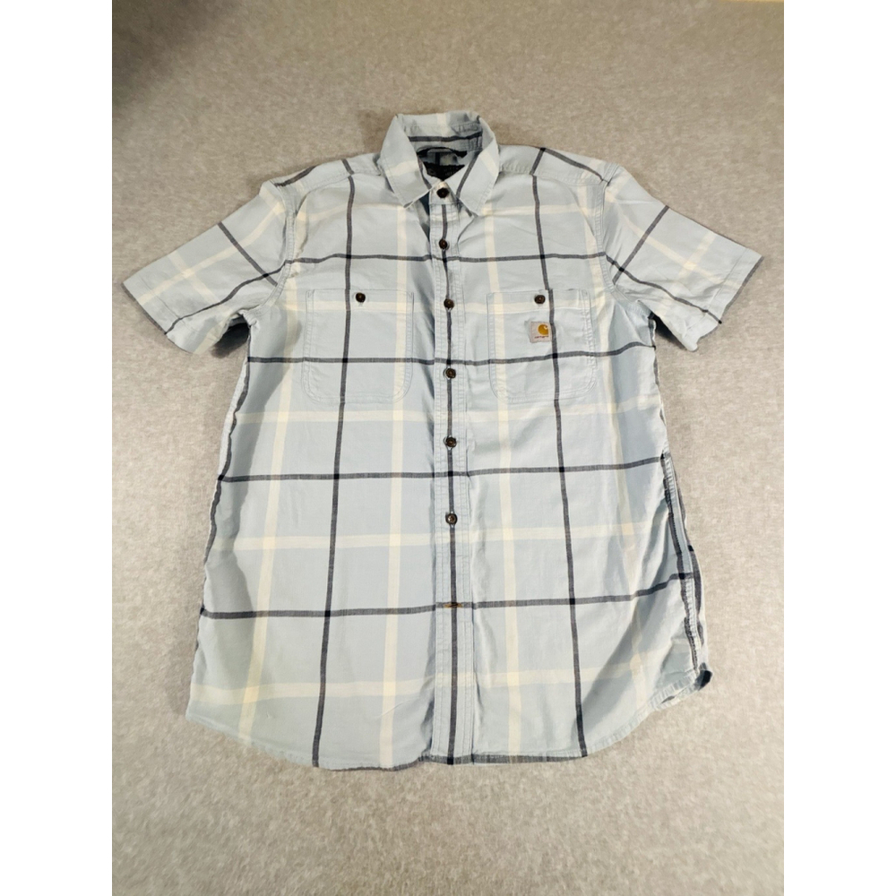 Carhartt Rugged Flex Plaid Short‎ Sleeve Shirt Mens M Relaxed Fit Workwear